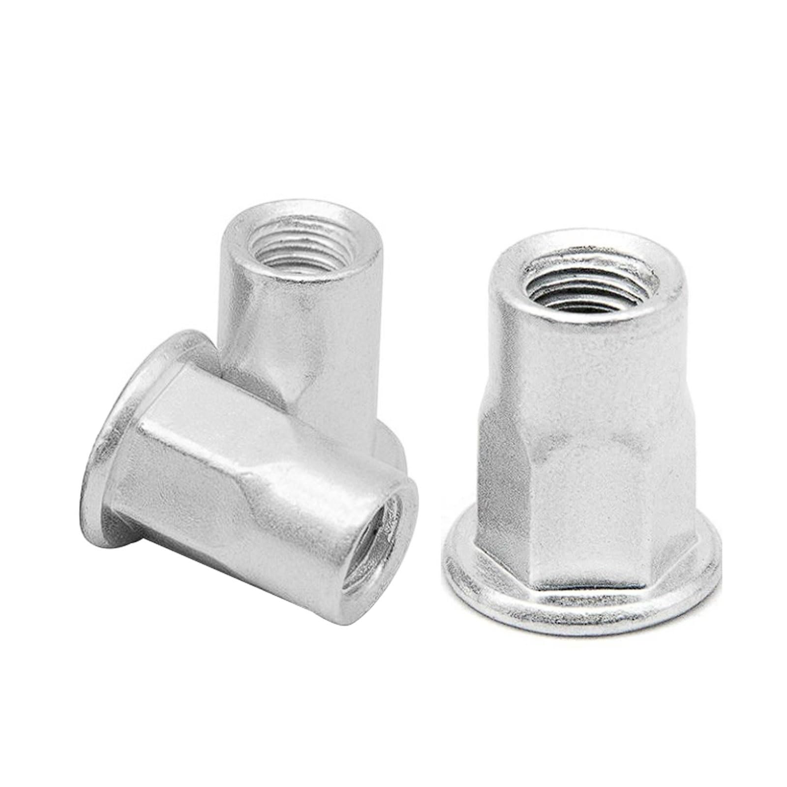 Aluminum Rivet Nuts, Flat Head Semi-Hexagonal M4 to M8, Caps for Threaded Insert(M6 [50 Pieces])