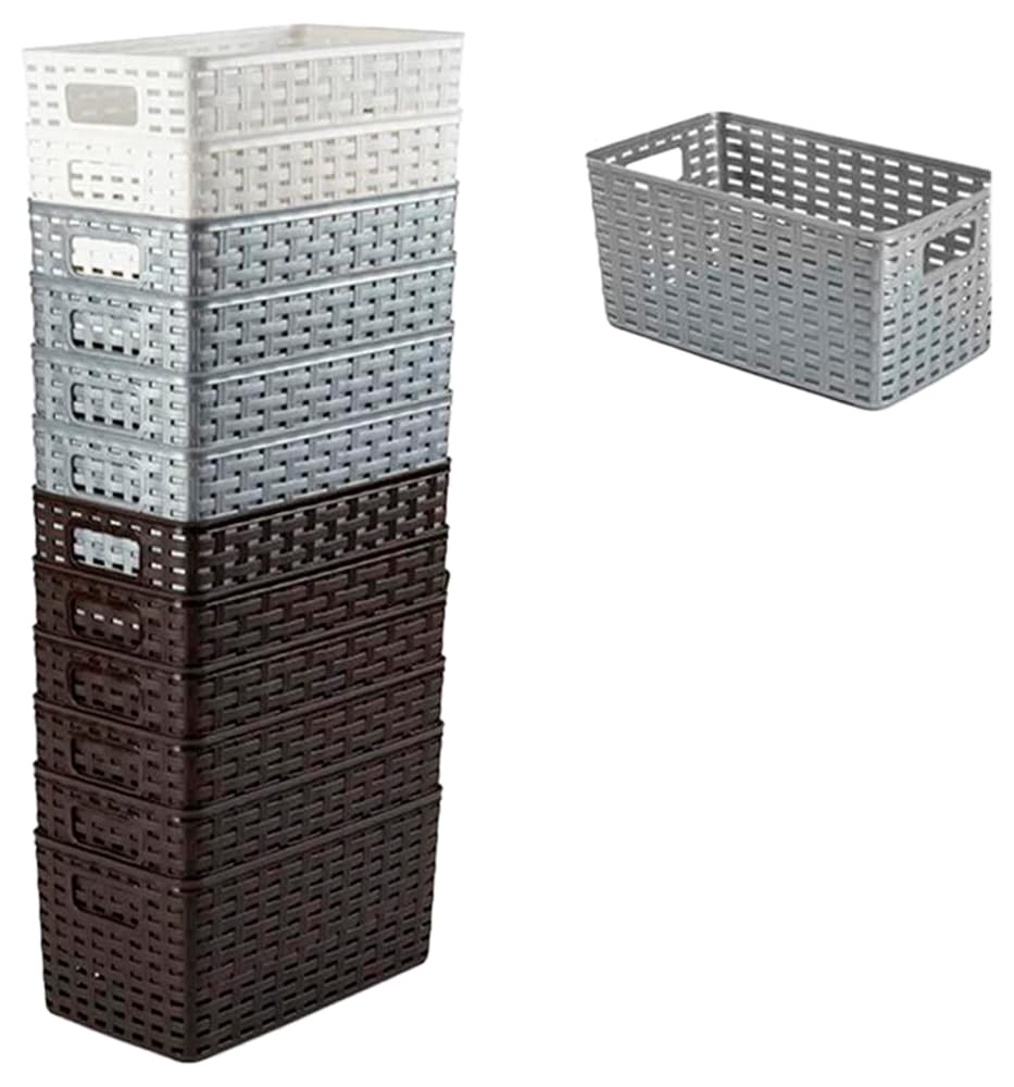 PlasticForteRattan Basket 5L - 28 x 17 cm - Stylish and Versatile Storage Solution - Assorted