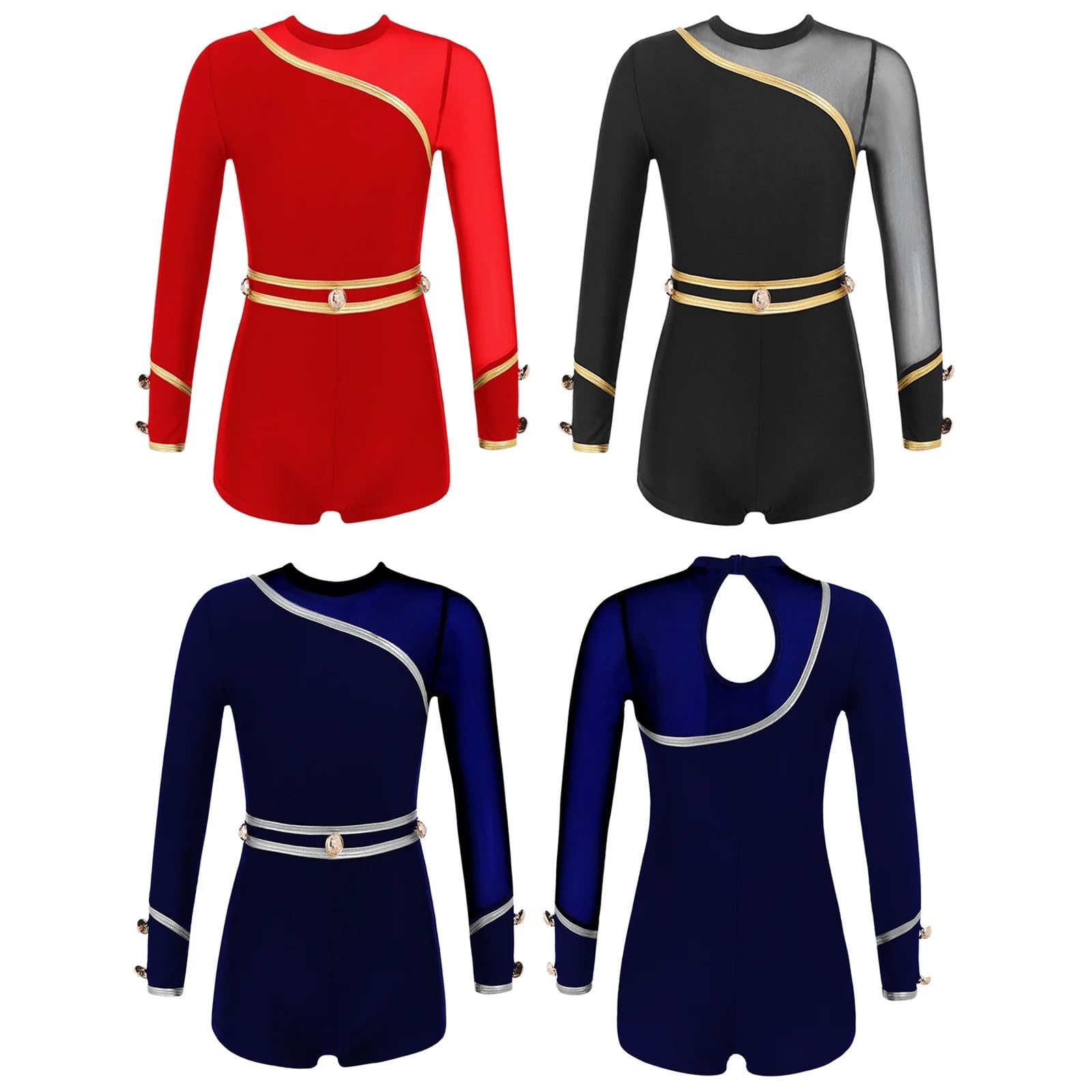 Maillot de Gimnasia Leotardos de Baile de Empalme de Malla de Manga Larga for niñas, Leotardos de Ballet for niñas, Mono for Gimnasia, Ropa de Baile de Rendimiento(Black,16)