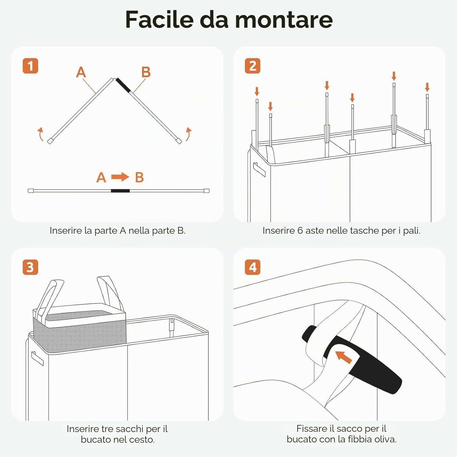 SOLEDI Cesto portabiancheria doppio da 145 litri con coperchio, cesto portabiancheria a 2 sezioni, pieghevole e sporco, con robusta borsa per la biancheria, per camera da letto, dormitorio, università