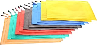 مجموعة من 12 قطعة B4 حافظة ملفات شفافة فلورسنت نابضة بالحياة مع سوستة من مايكرو