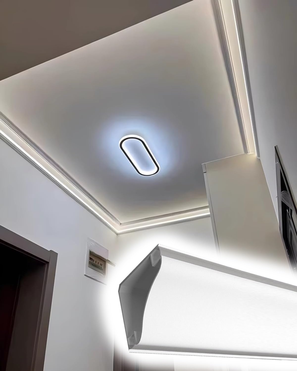 Generisch Oświetlenie sufitowe i ścienne LED z dyfuzorem do teatru/korytarza/hotelu, listwa ozdobna do ukrycia kabli, profil kanału wewnętrznego, 1-10 m (50 cm/19,7 cala/1,6 stopy)