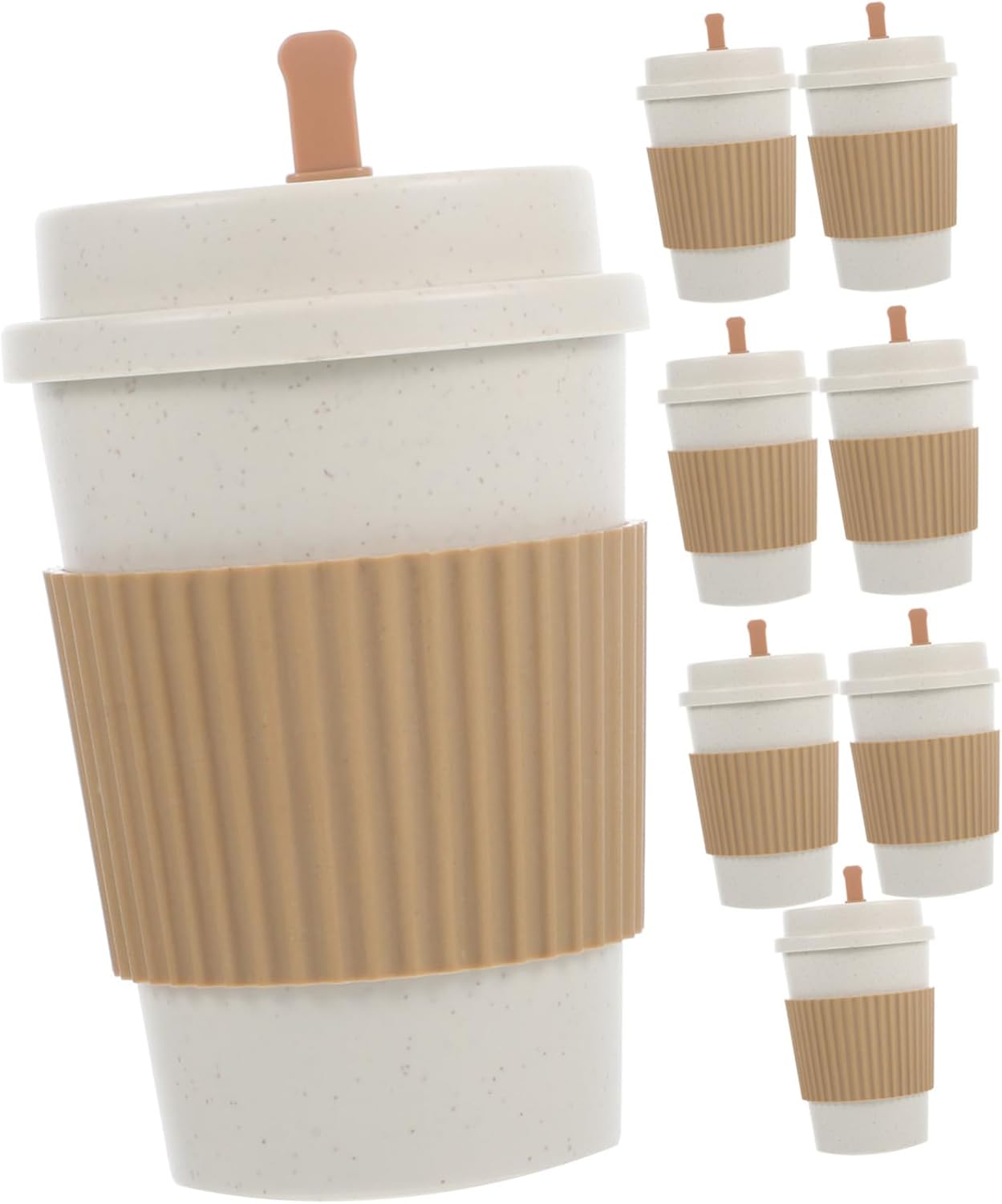 KICHOUSE 8pcs Thick-walled Business Coffee Cups Lids Stirrers for Hot Cold Beverages Tea Milk Cider Latte Cappuccino Suitable for Occasions
