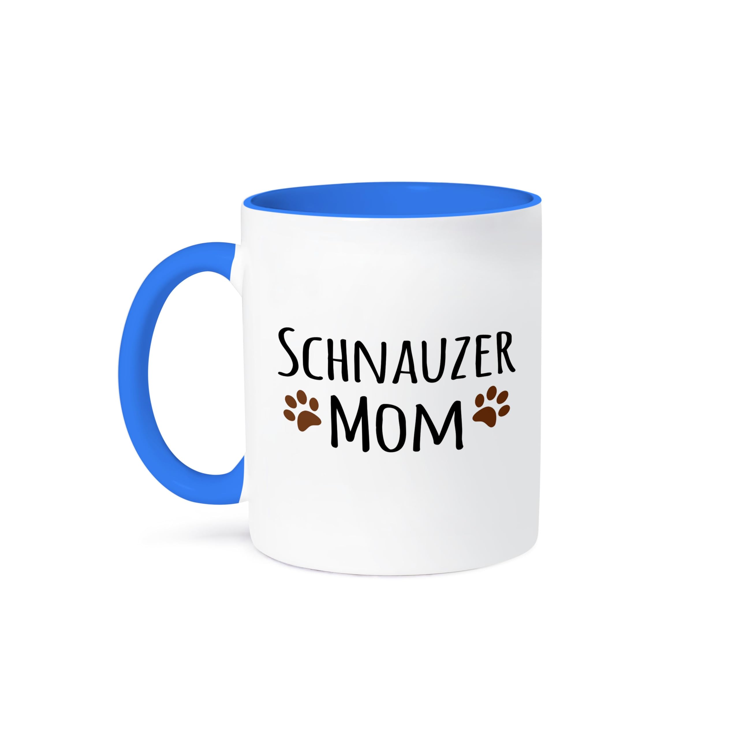 3dRose Schnauzer Dog Mom-Doggie by breed-muddy brown paw prints Mug, 1 Count (Pack of 1)