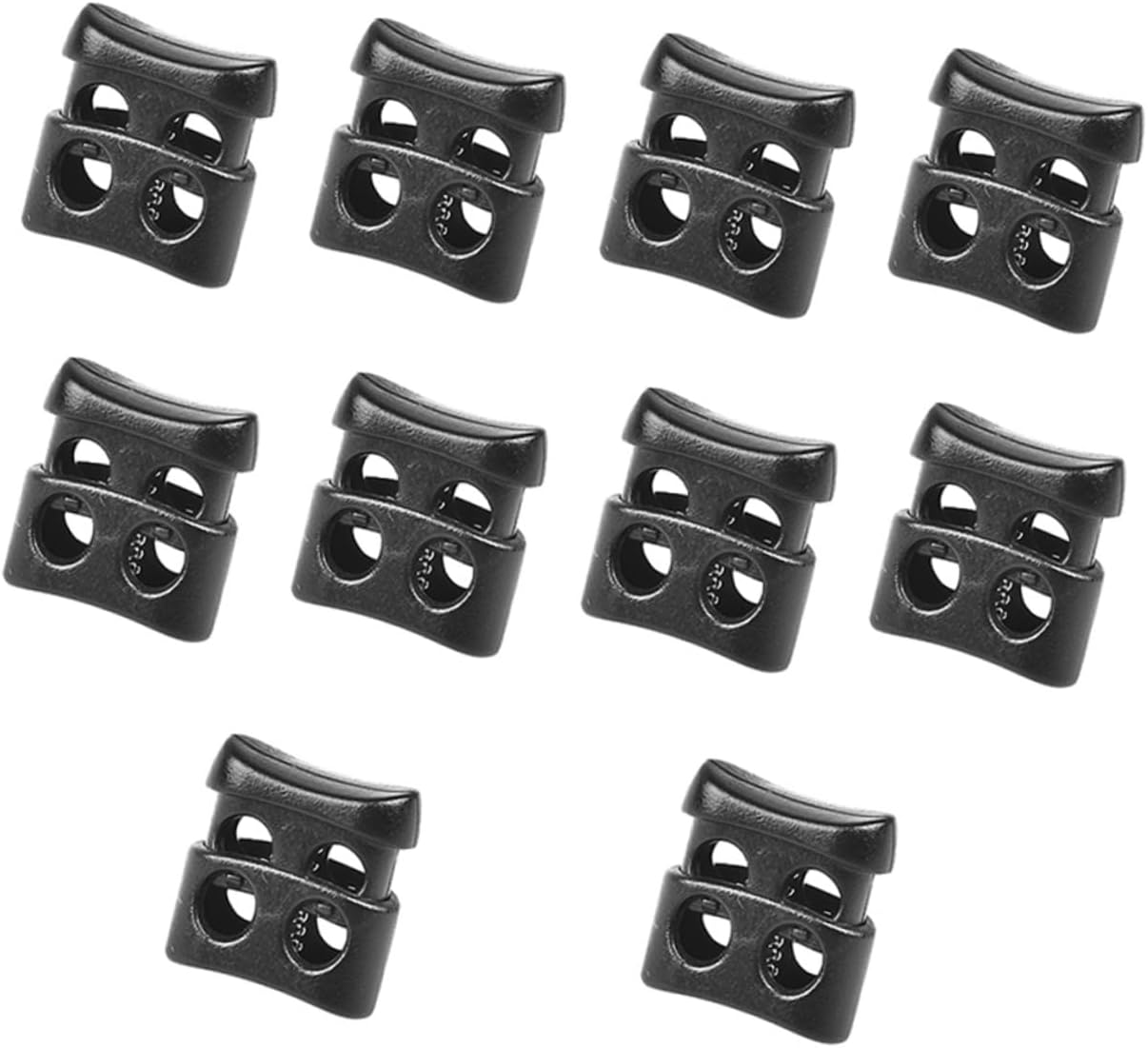 IWOWHERO 5sets Plastic Double Hole Cord Locks for Shoelace Drawstring Stops Bag Luggage