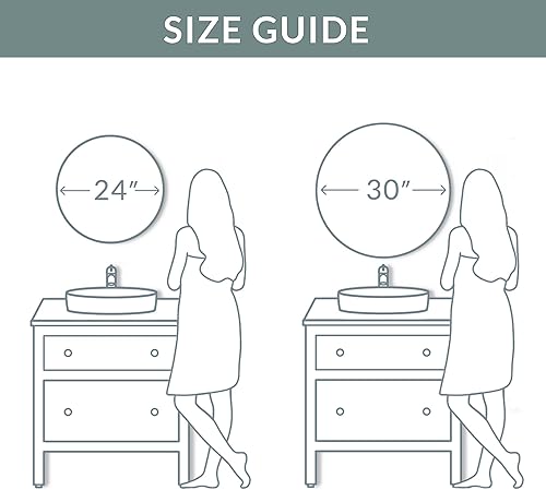 Miniatura 6 de Barnyard Designs Espejo redondo de metal, espejos de pared para tocador de baño, espejo circular para escritorio, espejo de dormitorio con marco de