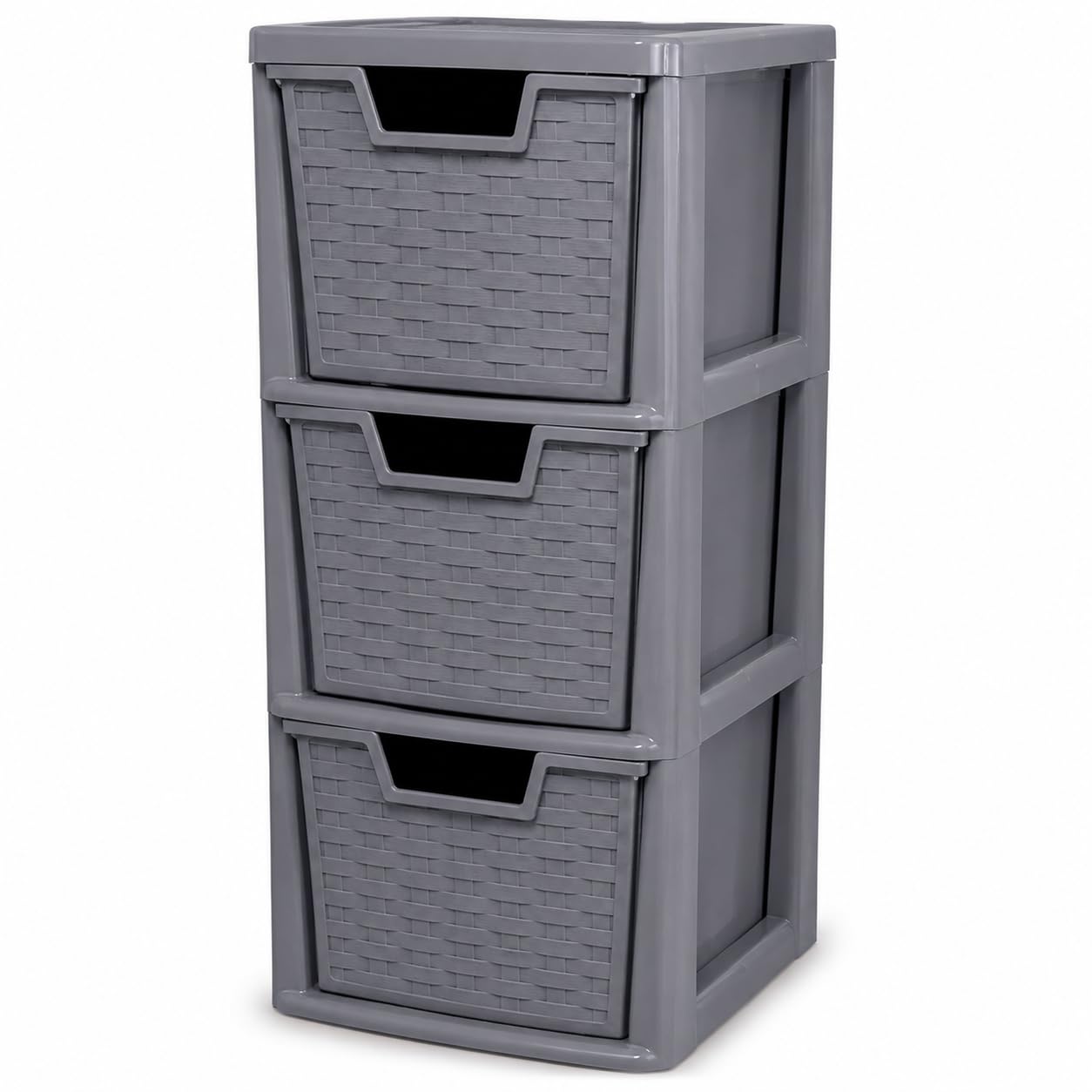 Kaanco Medium Plastic Storage Drawers A5 Storage Drawers Unit Space Saving Plastic Drawers for Bedroom Kitchen Laundry Bathroom Organisation Plastic Storage Drawers Organizer (3 Tier Rattan Grey)