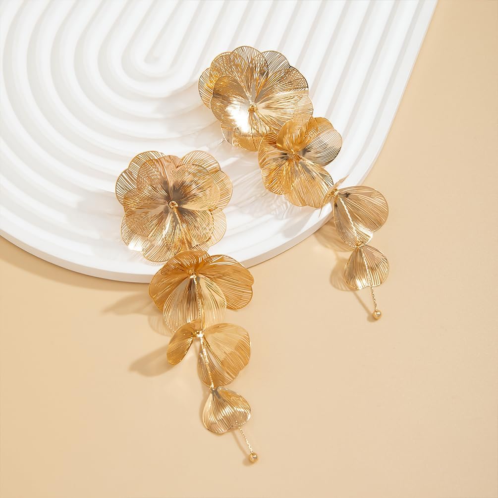 Dainty Gold Ginkgo Leaf Dangle Drop Earring for Women, Trendy Boho Silver Leaves Flower Petal Stud Dangling Floral Earring Y2K Prom Party Jewelry Gift - Image 7