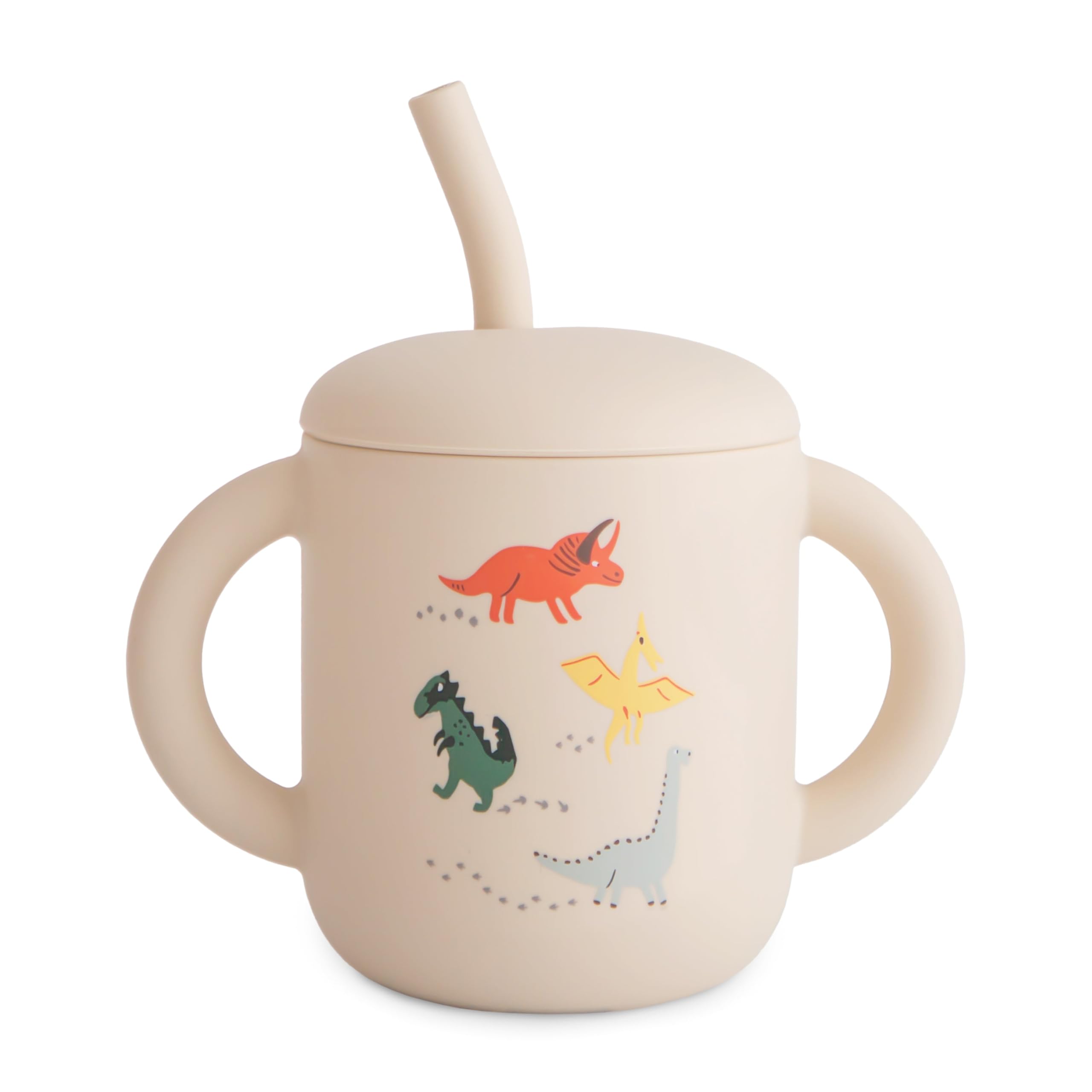 mushie 100% Silicone Training Cup & Straw for Toddlers | 6 Months+ (Dinosaurs)-image-26