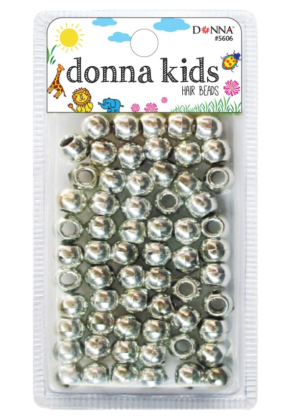 DONNA Medium Plastic Hair Beads, cuentas plásticas medianas para trenzas de cabello, 1 pieza color plata miniatura 1
