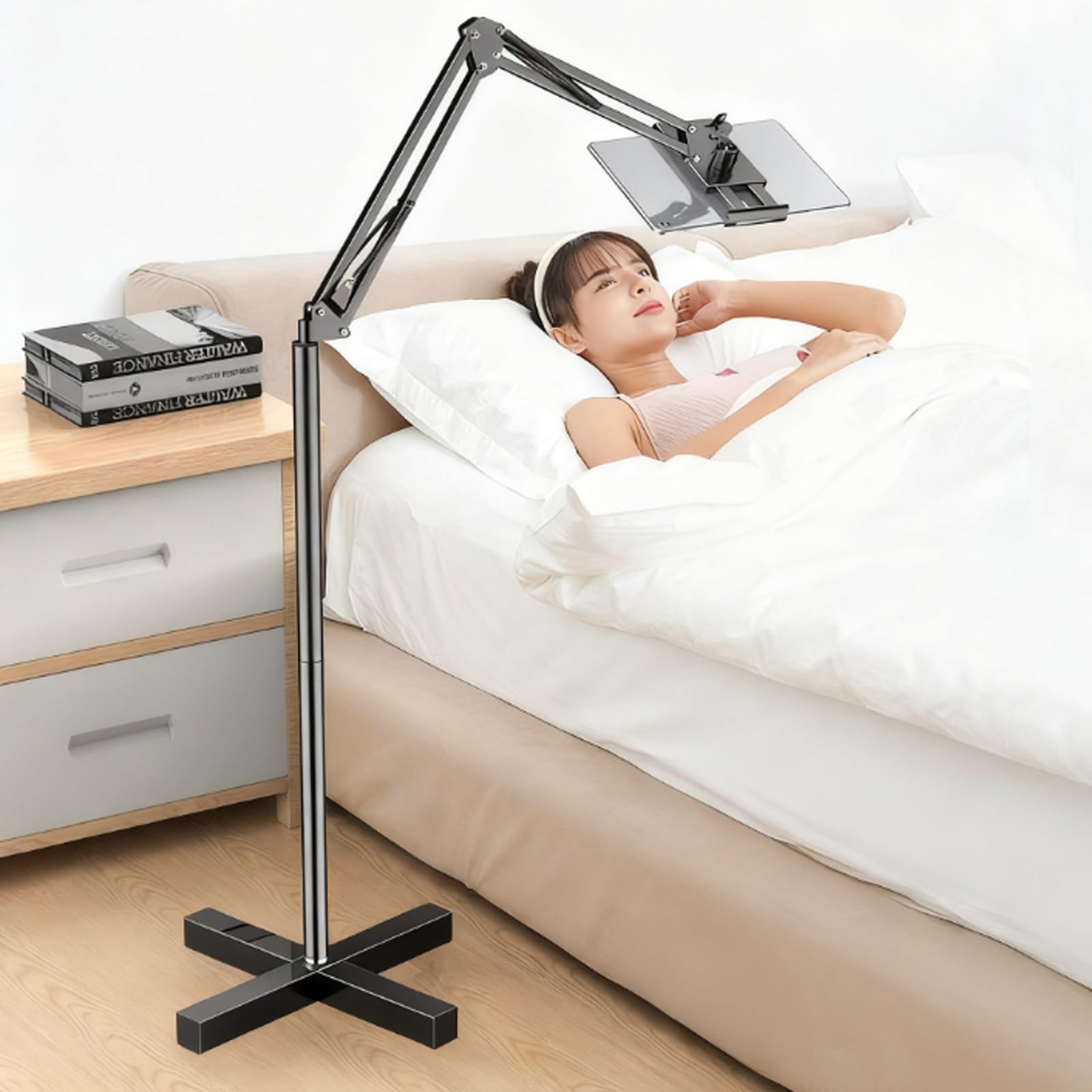 Soporte móvil para Tablet con Ruedas bloqueables Altura Ajustable Soporte Universal de Suelo con Ruedas para Tablets de 3.5 a 10.6 Pulgadas,Soporte portátil para Tablet(with casters and Storage Tray)
