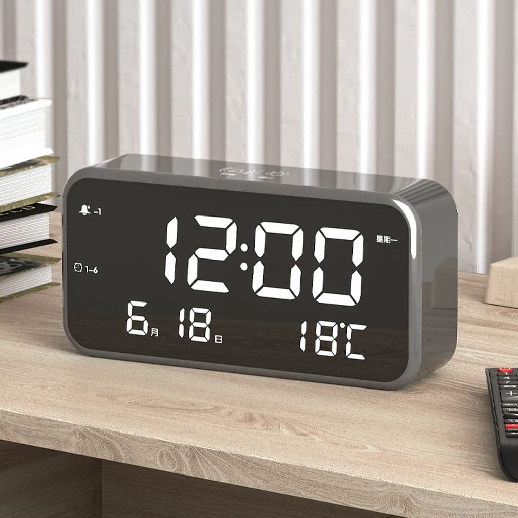 Cyfrowy budzik LED dla osób śpiących ciężko, wyświetlacz LED z czasem, temperaturą, portem ładowania USB, wyświetlacz drzemki do sypialni, biura, podróży
