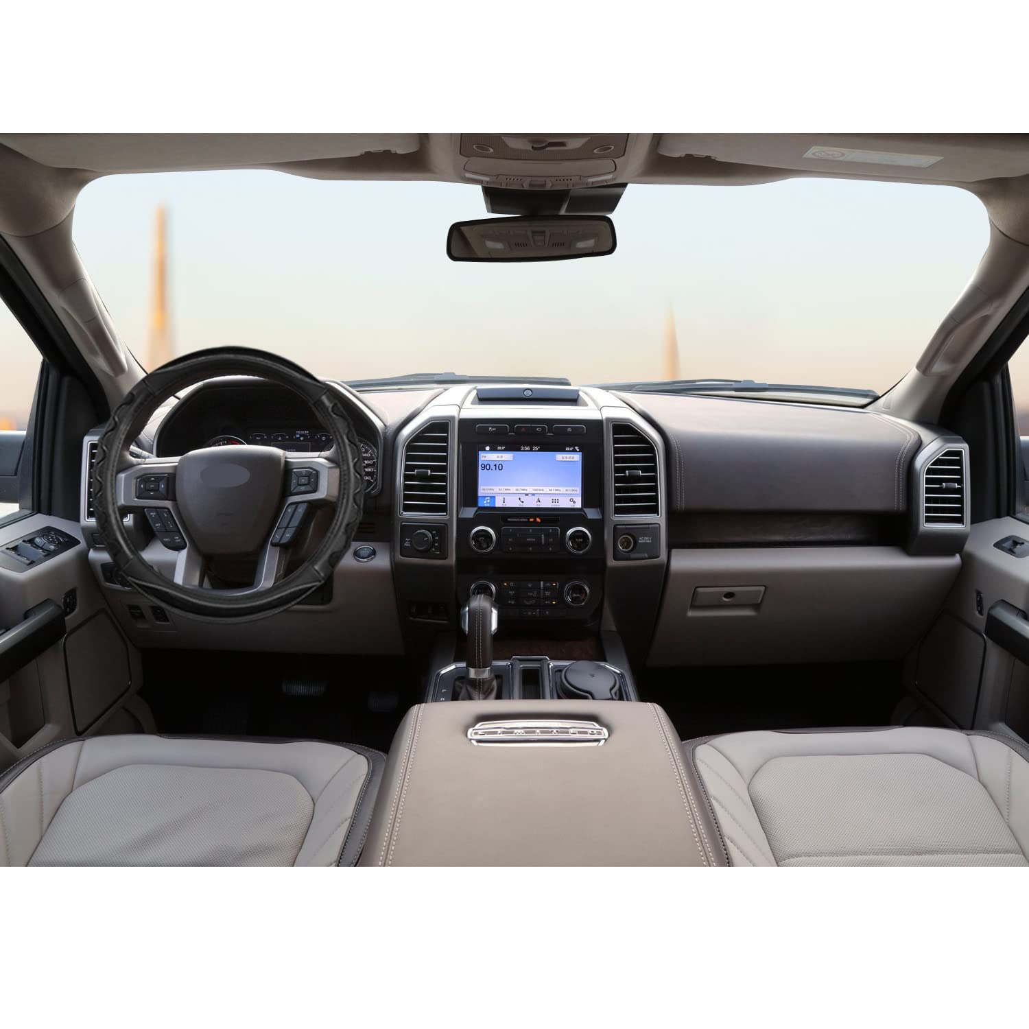 GIANT PANDA Car Steering Wheel Cover for Ford F150 F250 F350 Expedition 15.5-16 inches - Black