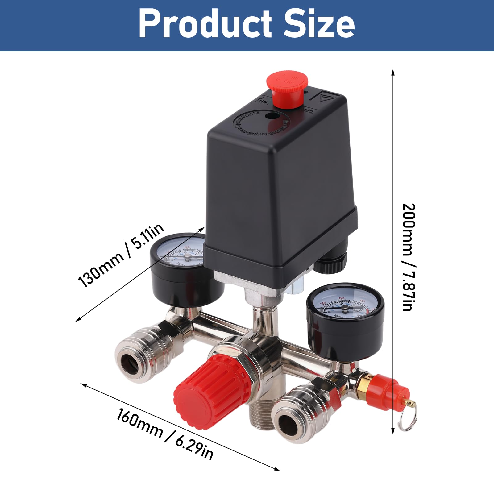 Presostato Compresor Aire,240V Interruptor Presión Válvula 90-120PSI 1/2''