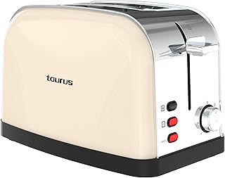 Taurus Retro Inspire II Cream Toaster, 950W, 2 Slots 135 x 35 mm, 7 Levels, 3 Functions, Stainless Body, Self-Centering, C…