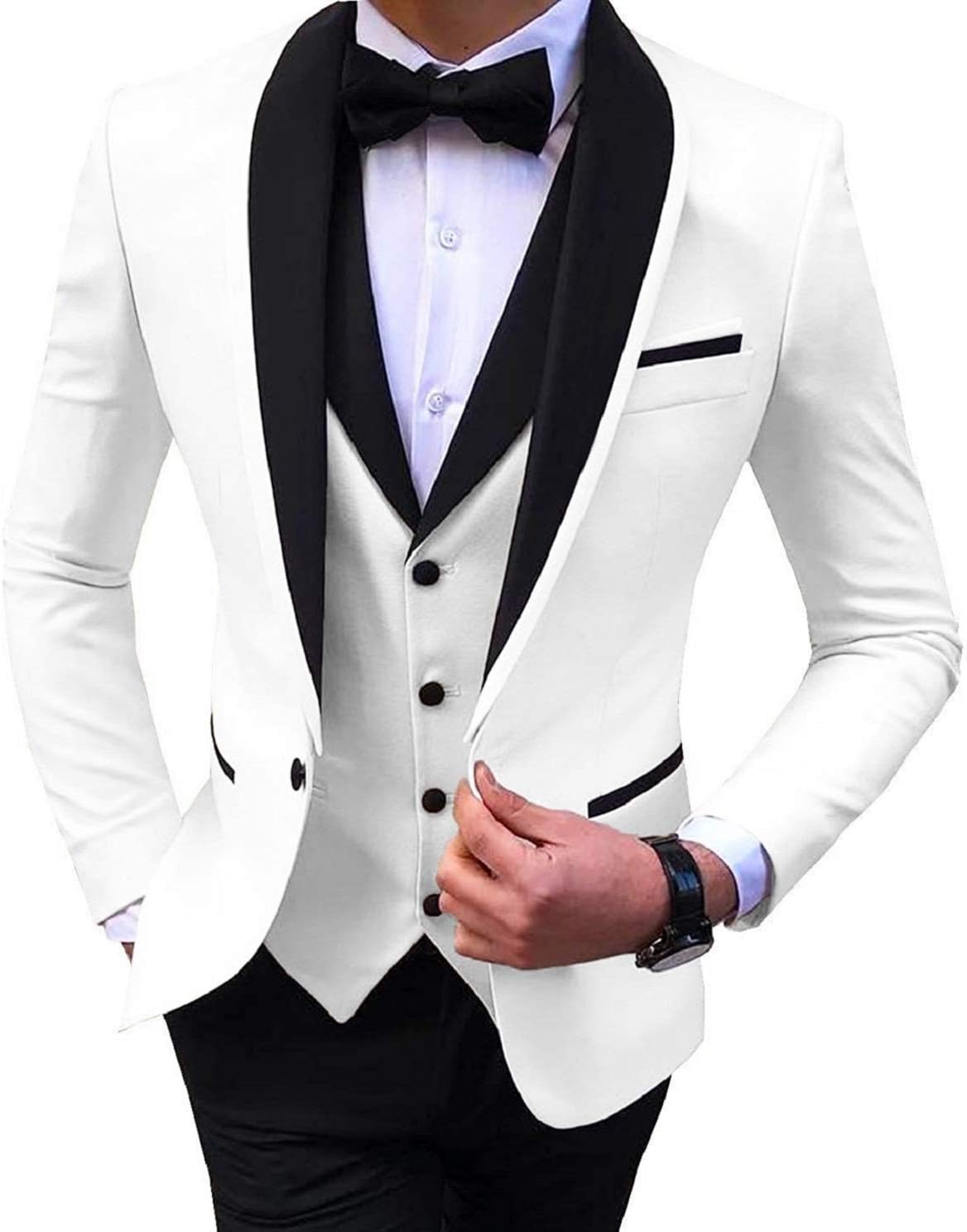 EverbeautyMen's Tuxedo Suits for Weddings Suits for Men Fashion Dress Tuxedos for Prom Party