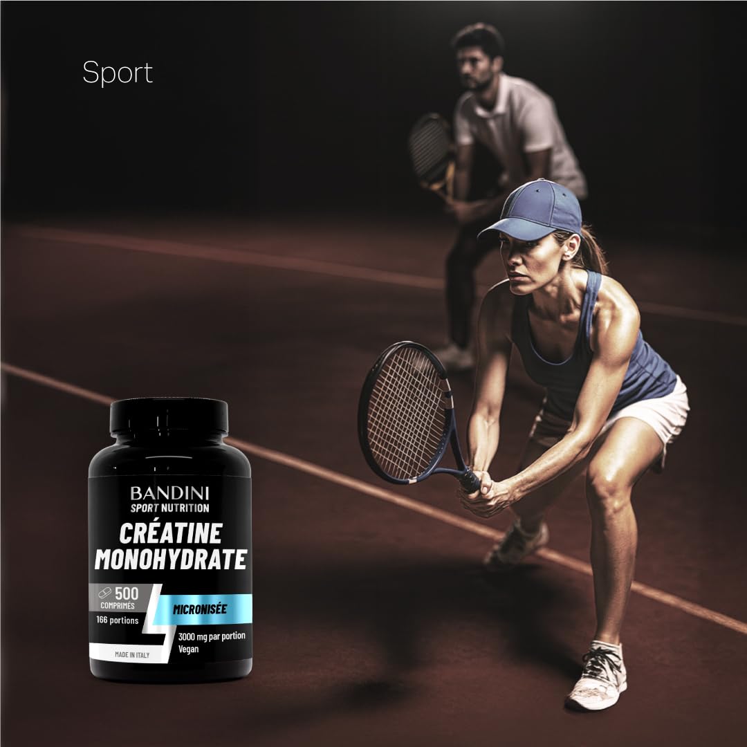 Bandini Créatine Monohydrate 500 Comprimés 3000mg par dose - Augmente les Performances Physiques & la Force Musculaire - Booster Musculation Puissant - Creatine Micronisée 100% Pure & Vegan