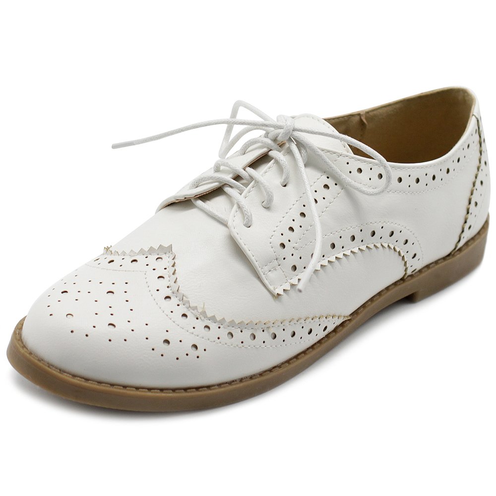 OllioOllio Women's Flats Shoes Wingtip Lace Up Oxfords