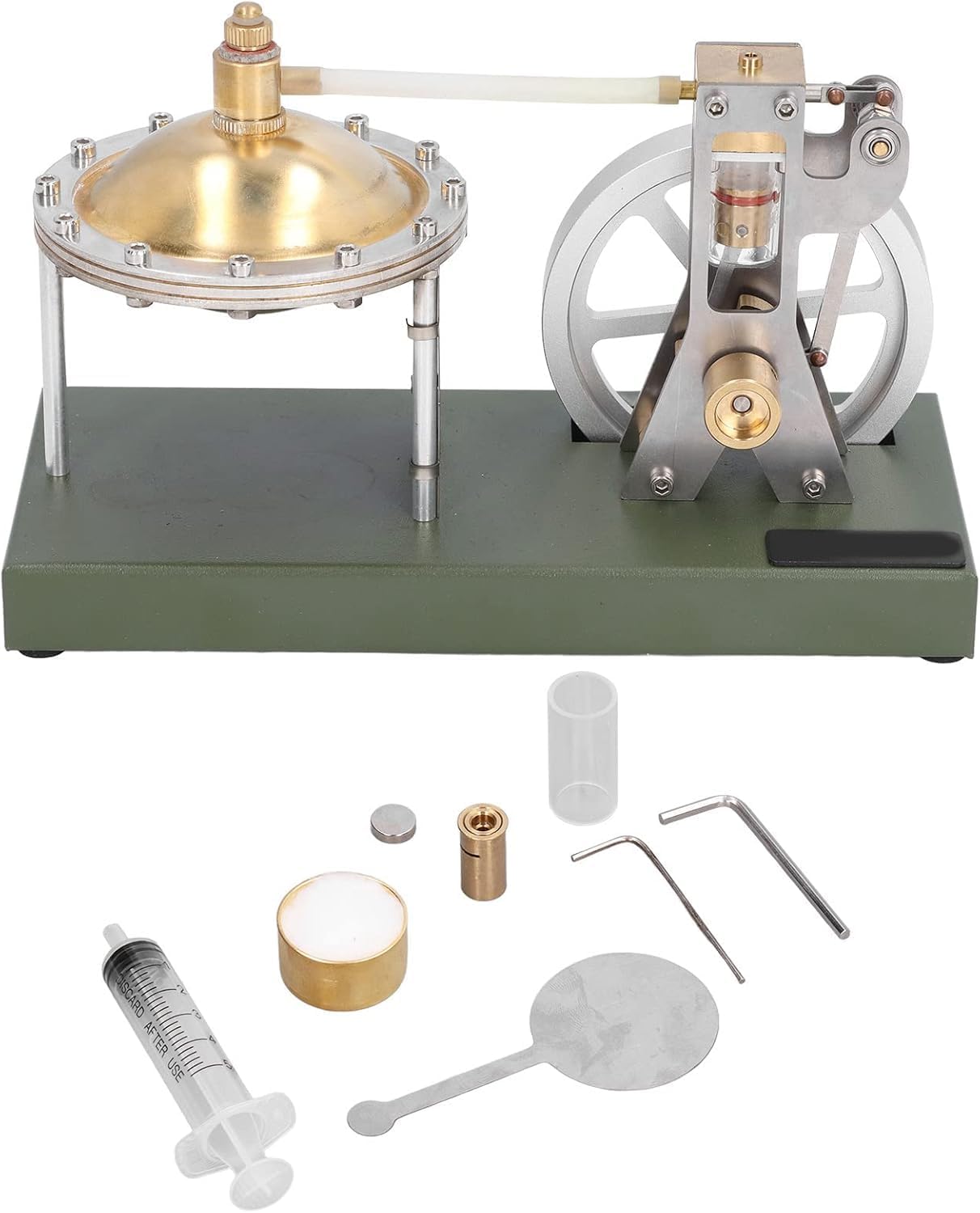 Steam Engine Model Kit STEM Educational, DIY Heat Powered Mechanical Engine with Flywheel, Physics Learning Assembly Kit for Students and Hobbyists