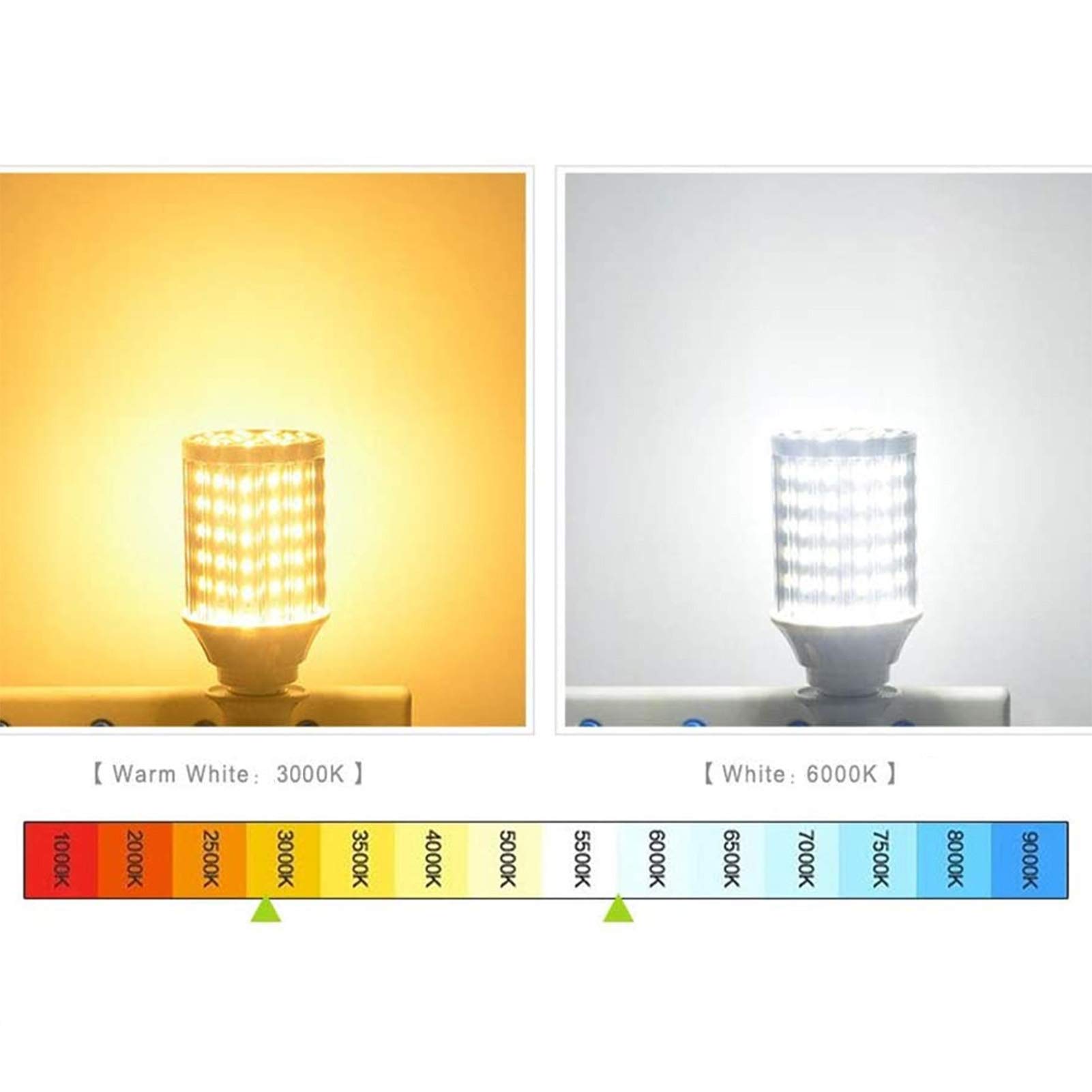 Bombillas LED maíz con base, bombilla bajo consumo 30 W, equivalente a bombilla incandescente 240 W, adecuada iluminación áreas grandes en interiores y exteriores, verdadero