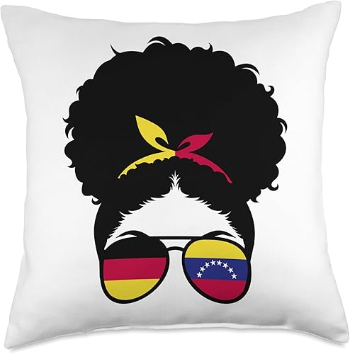 Miniatura 4 de Venezuela Germany Mix Germany and Venezuela Mix Afro Hair Half German Venezuelan Throw Pillow, 16x16, Multicolor