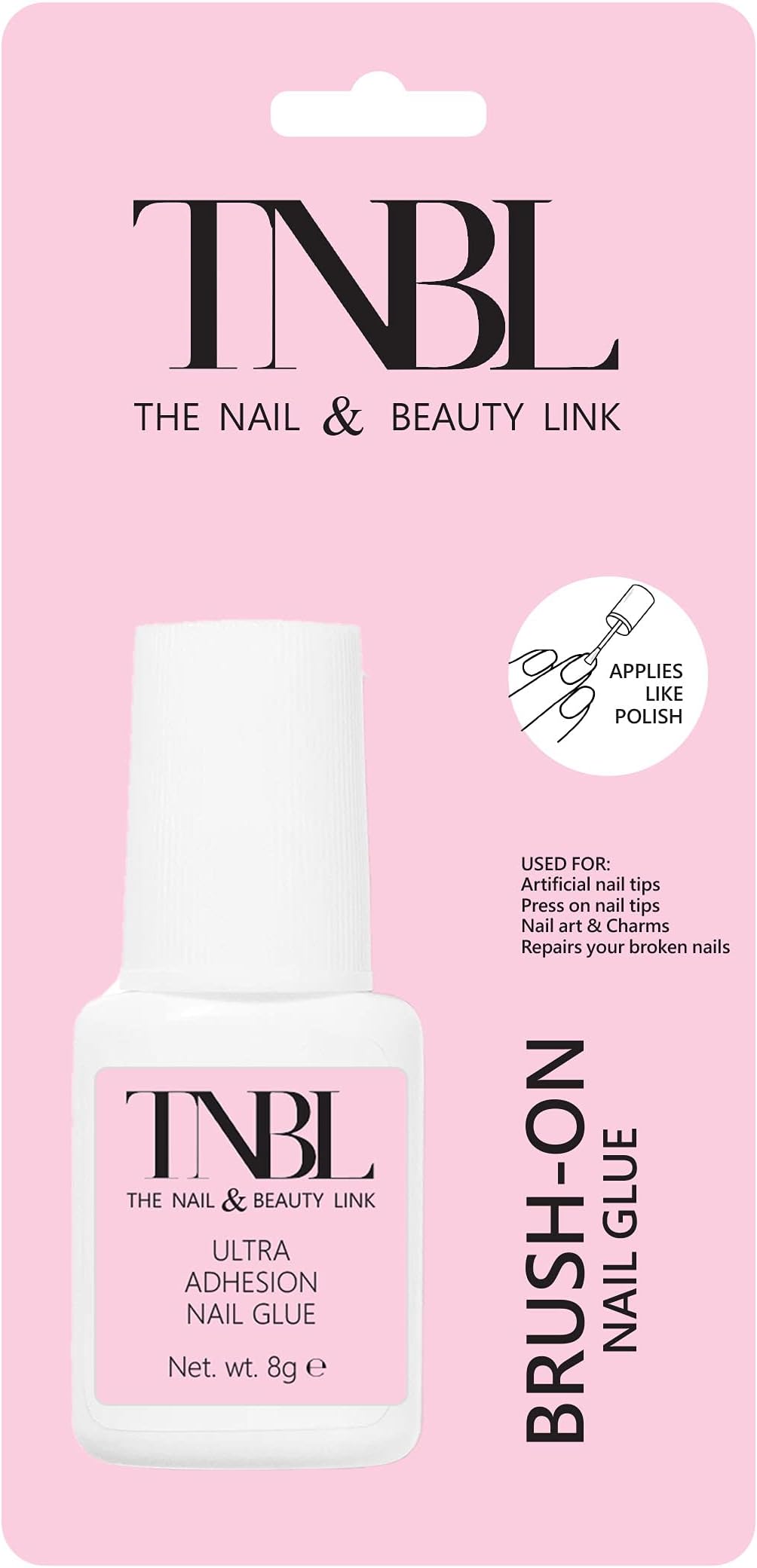 Ultra Adhesion 8g Brush-On Nail Glue - Super Bonding Formula for Artificial Nails, Press-On Nails, and Nail Jewelry