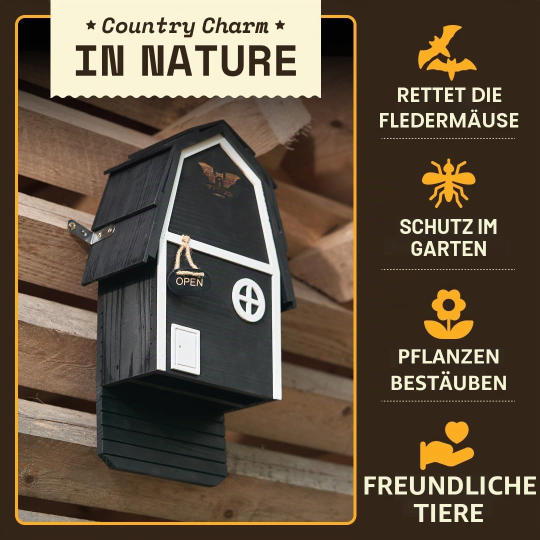 WildYard Fledermauskasten 2 Kammern, Fledermaushaus aus Zedernholz zur Wandmontage, wetterfest für den Garten