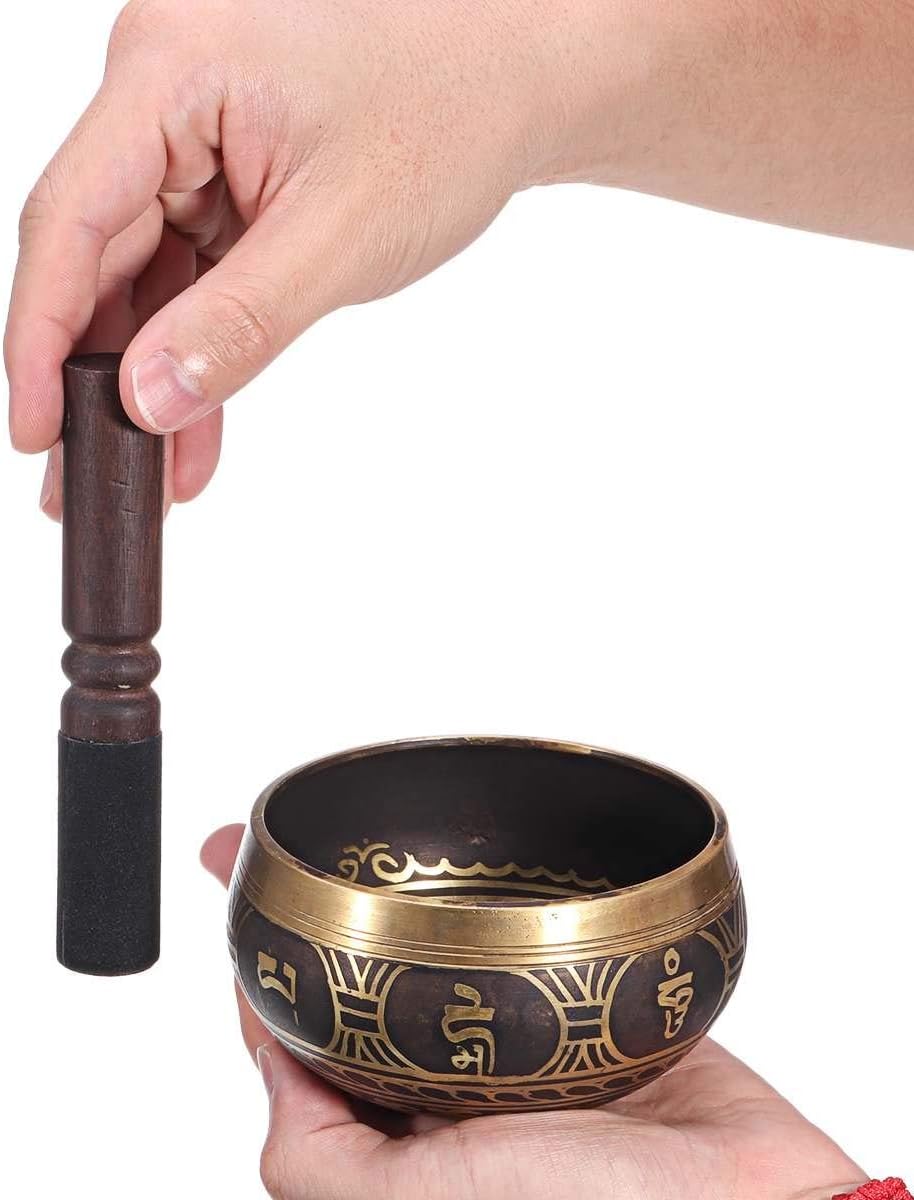 Tibetan Singing Bowl Nepal Buddhist Chanting Bowl Buddhist Sound Bowl + Mallet Pad Copper Handmade Crafts