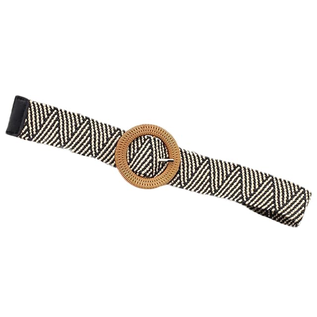 Andongnywell Womens Leather Braided Belt Buckle Leather with Solid Strap Single Buckle Belt Weave Waistband