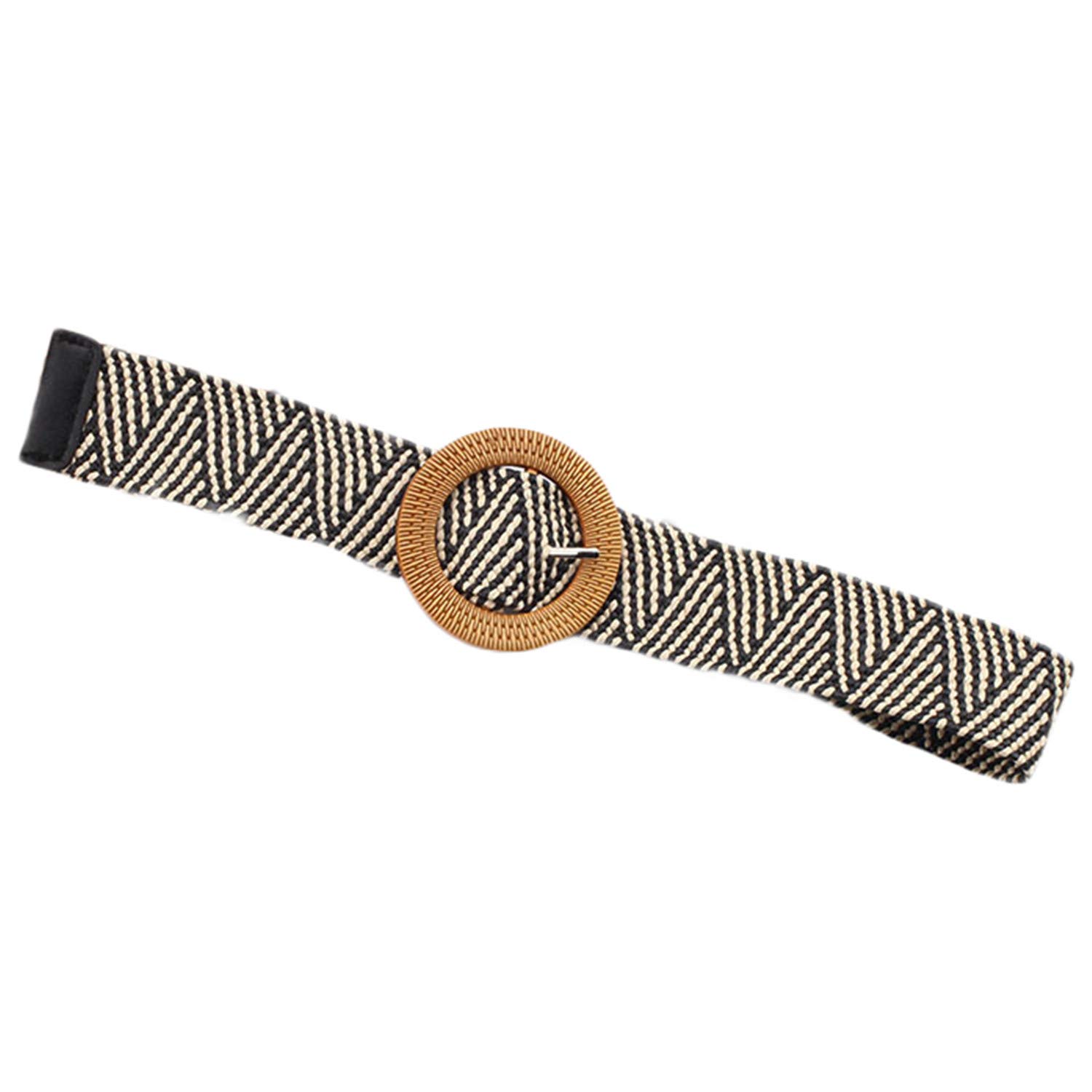 Andongnywell Womens Leather Braided Belt Buckle Leather with Solid Strap Single Buckle Belt Weave Waistband