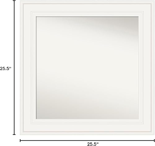 Miniatura 6 de Amanti Art Espejo de baño blanco para sobre el fregadero, 26 x 26 pulgadas, espejo cuadrado blanco Ridge de tocador, marco de madera tradicional
