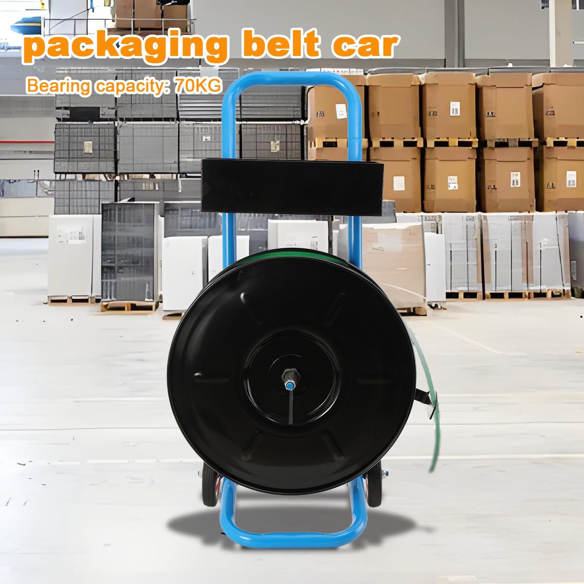 Carro Flejes, para Flejes PP/Pet/Poliester/Acero de 203 mm | Carro Portabobinas de Cerclaje Profesional con Caja de Herramientas y Rueda de Goma de 8 Pulgadas, Carro Portafleje de 13mm