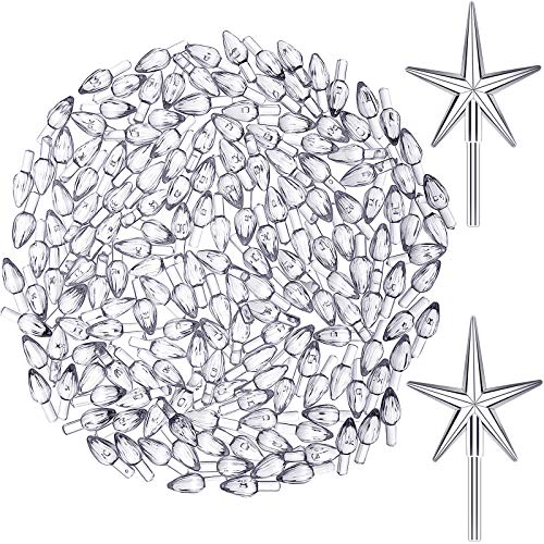 202 Pieces Plastic Ceramic Christmas Tree Replacement Lights Plastic Light Decorations for Accessories Christmas Tree Ornaments, Light and Star Shape, Transparent