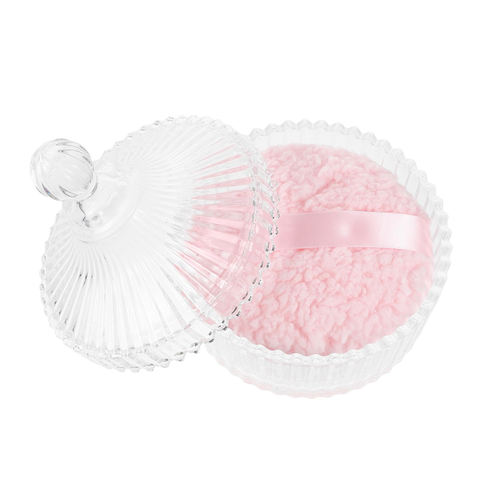 YARNOW Piumino da Cipria e Riduce gli Sprechi in Peluche Rosa Extra Large Barattolo di Vetro Rotondo Morbido, Lavabile per Corpo e Viso Donna
