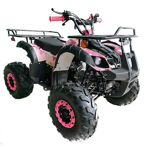 HHH 125cc ATV with Reverse Gas ATV for Youth Big Kids Children ATV Quad 4 Wheeler with Led Lights and Big Tires and Matching Rims (Color : Pink Camo)