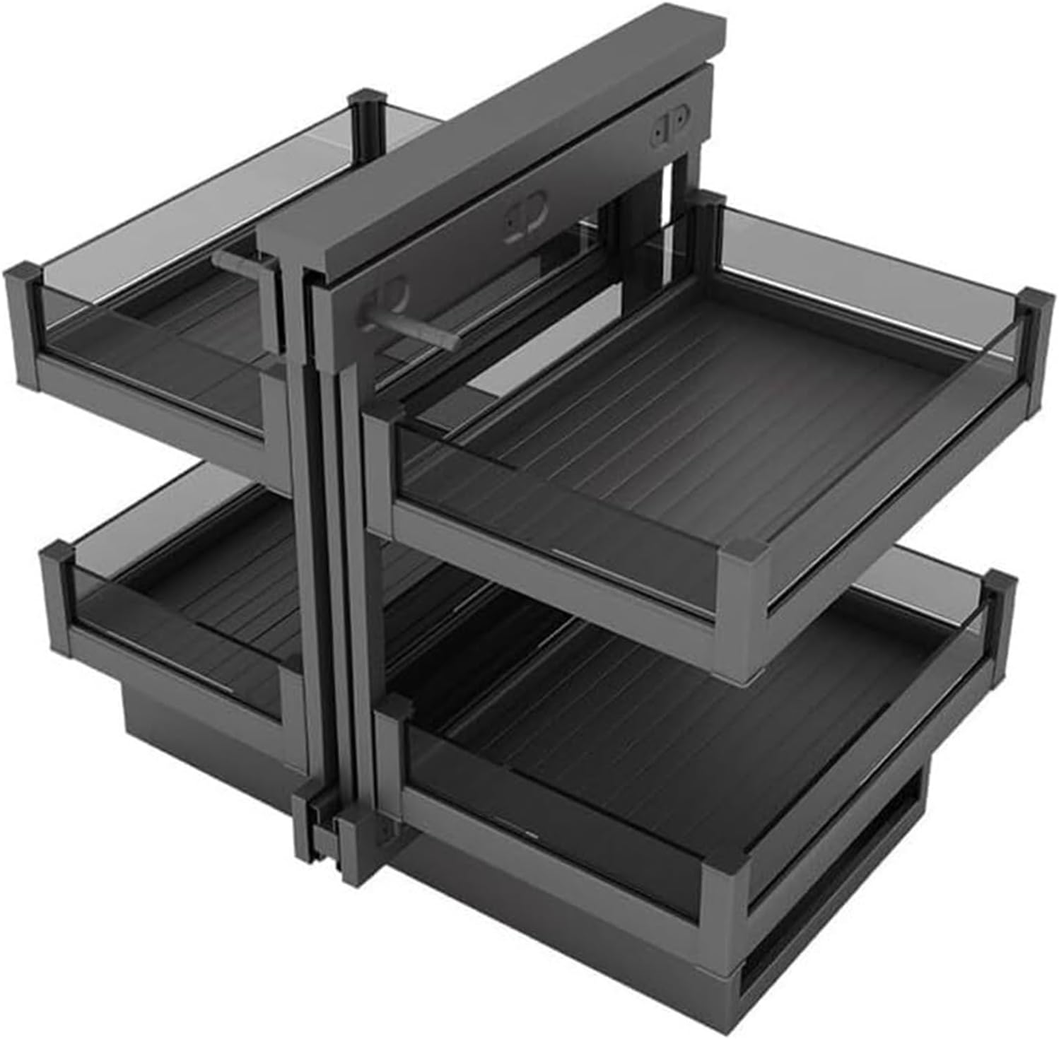 2-Tier 4-Shelf Blind Corner Cabinet Organizer – 700mm Extendable Pull-Out Shelf System, Adjustable Heavy Duty Storage for Kitchen or Bathroom(800mm)