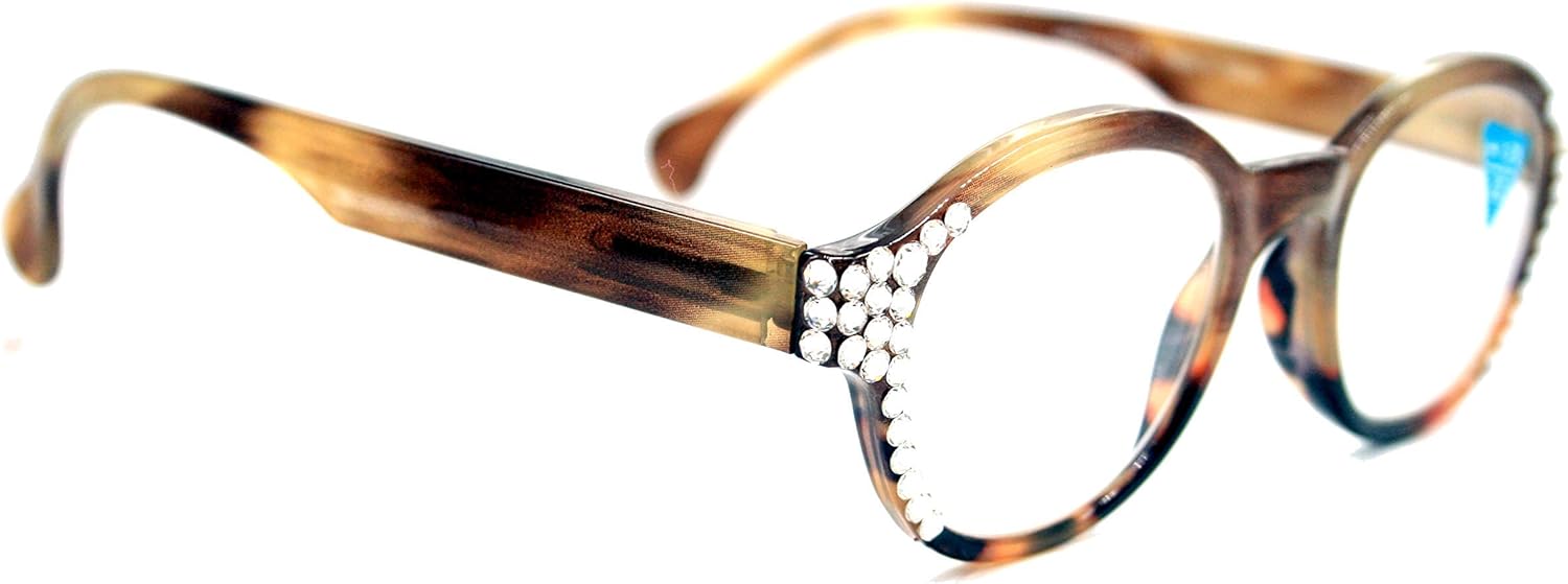 The Alchemist, Women Bling Reading Glasses with Clear Genuine European Crystals Brown Tortoise Shell. NY Fifth Avenue.