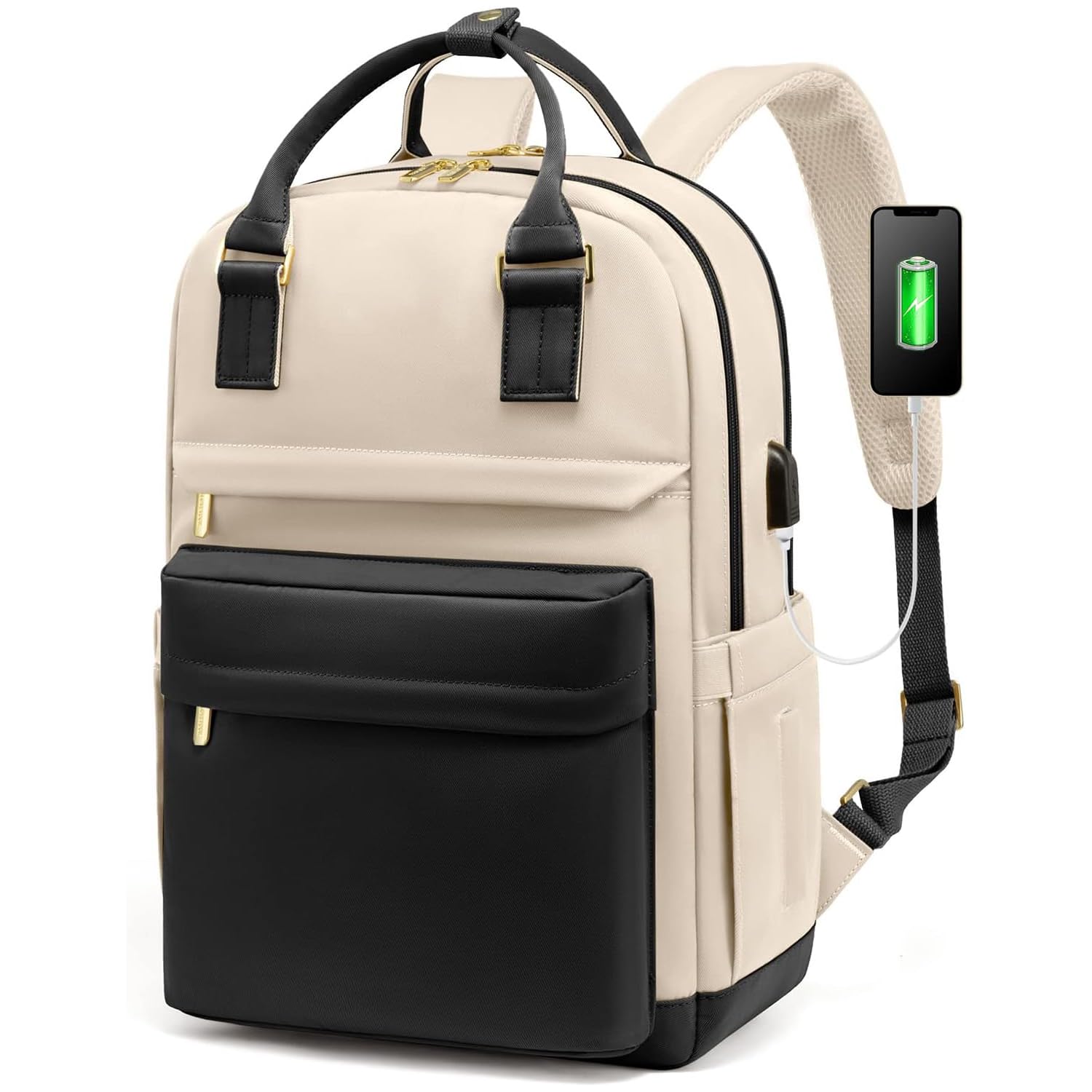 ts with techsun Stylish 15.6 Inches Laptop Backpack with USB Charging Port, Multi-Compartment Travel Bag with Luggage Strap & School, College, Office, Sports Backpack for Men & Women-picture-49