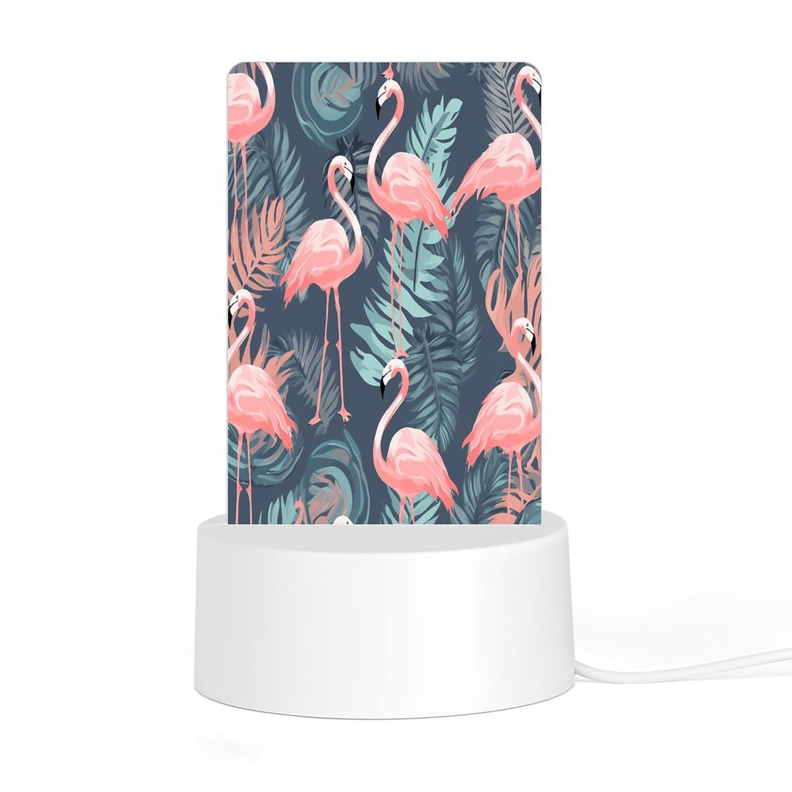 Adfgyerh Style Summer Flamingo Palm Leaves Night Light Acrylic Material Easy Installation, Home Decor Usb Interface Power Supply, Lamp For Restaurant Bar Cafe Room Decor