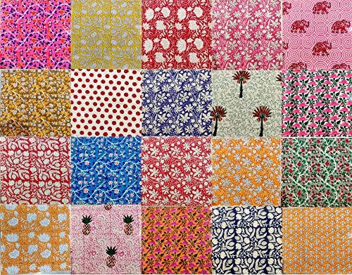 Lot de 20 serviettes en tissu 100 % coton décoratives lavables pour cadeaux, maison, cuisine, salle à manger, cocktails et camping, Provence – Printemps/été (40,6...