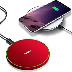 Carregador Rápido sem fio 15W compatí vel com iPhone 16 15 14 13 12 11 Pro Max/Mini/Plus/XR/X/8, Max Fast Wireless Pad Mat para Samsung Galaxy S23/S22/S21/S20/S10 Vermelho