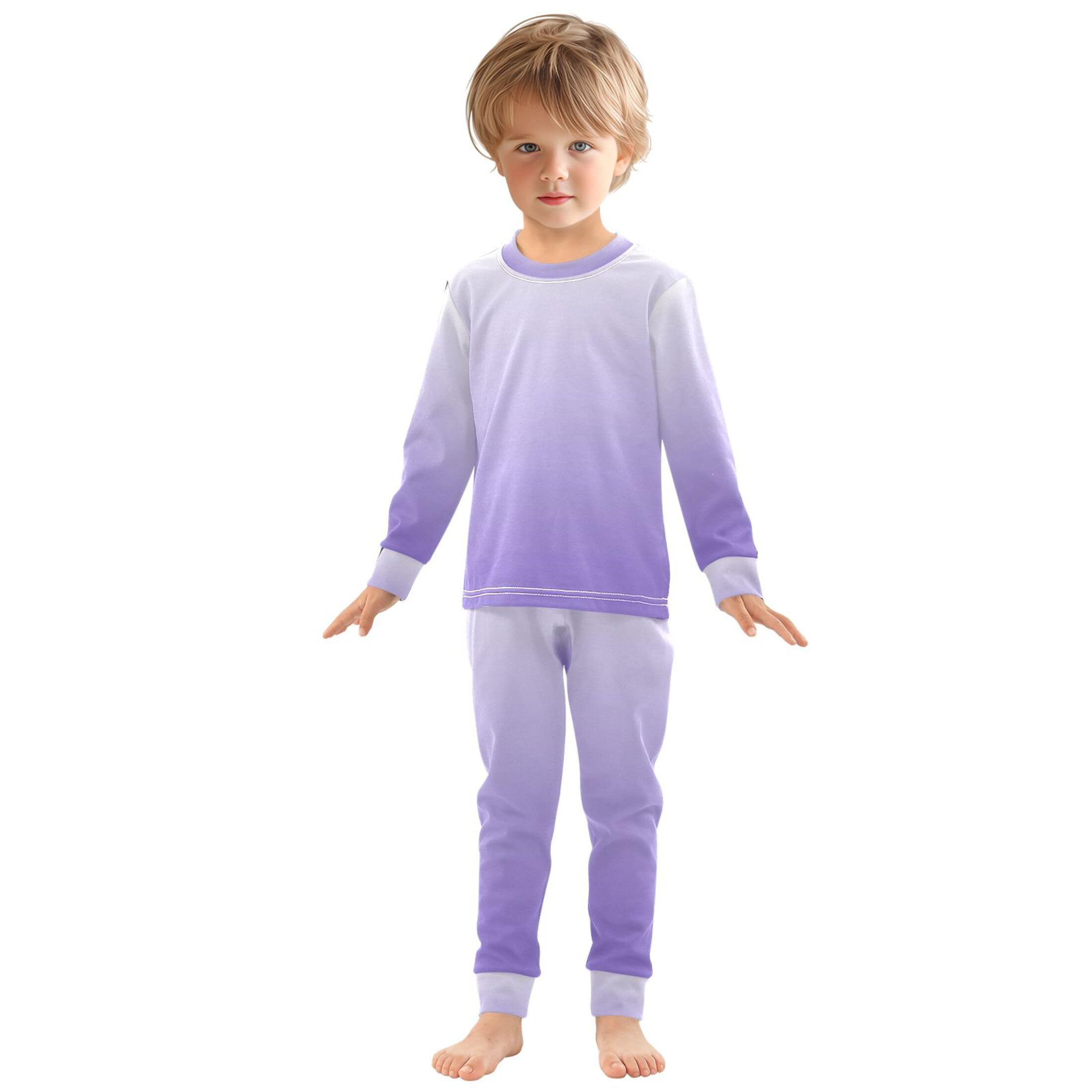 Gradient Light Purple Long Sleeve Pajamas Set Sleepwear Jammies 2pcs Set Pjs Gradient Light Purple