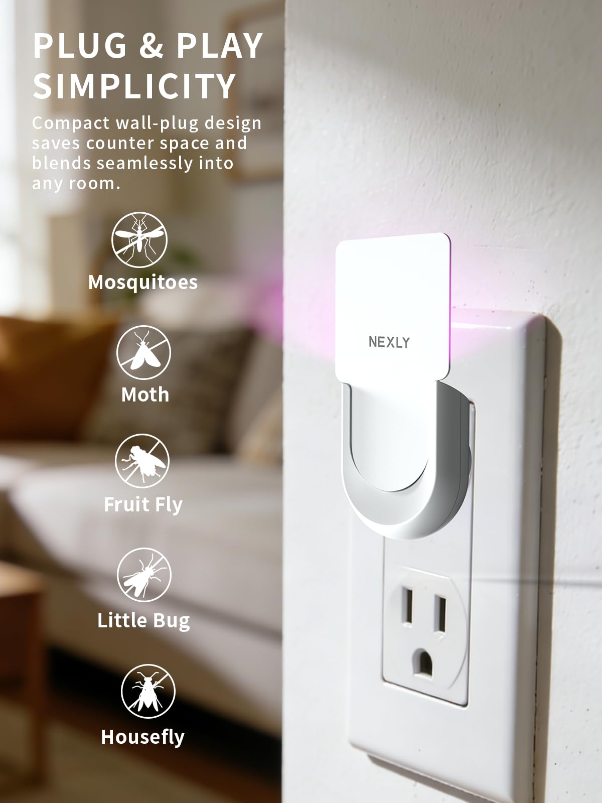 NEXLY MK030 - Trampa para moscas de la fruta para interiores, trampas para moscas de frutas para interiores, trampas para moscas de luz nocturna, para el hogar, dormitorio, sala de estar, cocina (1
