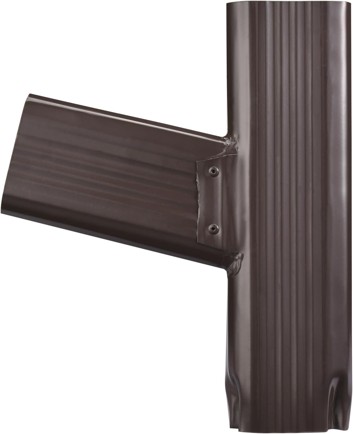 VYH Gutter Downspout Y Connector 2x3 Standard Left High Gloss Brown