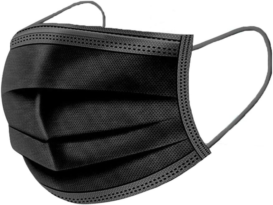 JQjian 50PC Disposable 4Ply Activated Carbon Bandanas for Face Individually Packaged Elastic Band Bandana Haze Dust Face Health Protection for Adults (Black, 6.8x3.7)