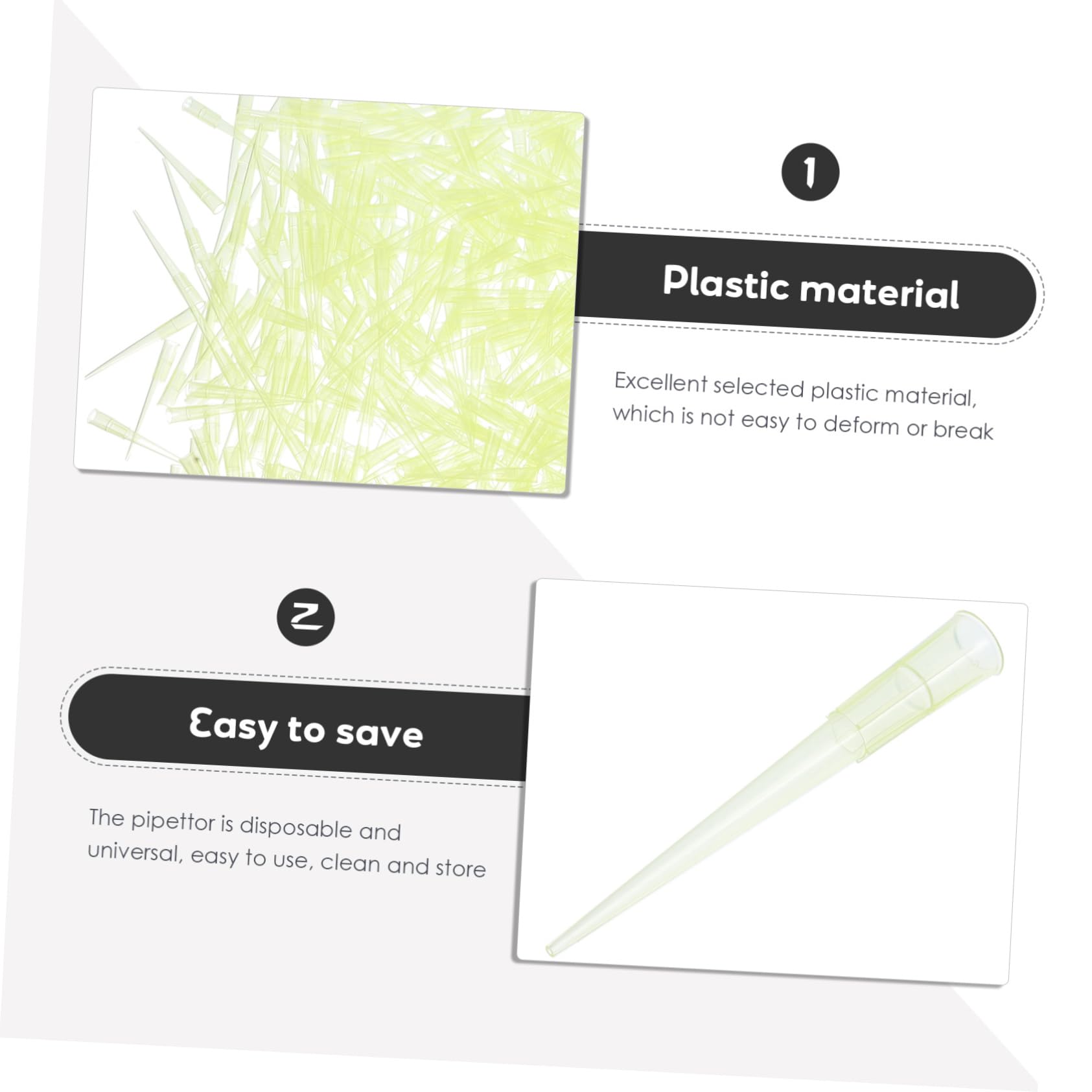 NAMOARLY 1000pcs Transfer Liquid Instrument Head Miniature Kit Micropipette Tips Reflectors Mini Tools Blue Straws Lab Pipettes Pipette Transferring Tool Filter Nozzle Yellow Plastic