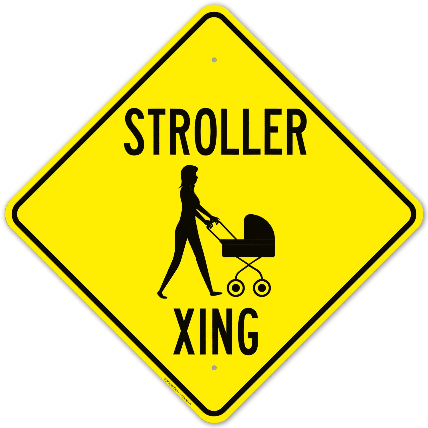 Sigo Signs, Stroller Crossing with Man Walking Baby Stroller Graphic Sign, 24x24 Inches, Rust Free .063 Aluminum, Fade Resistant, Made in USA-image-18