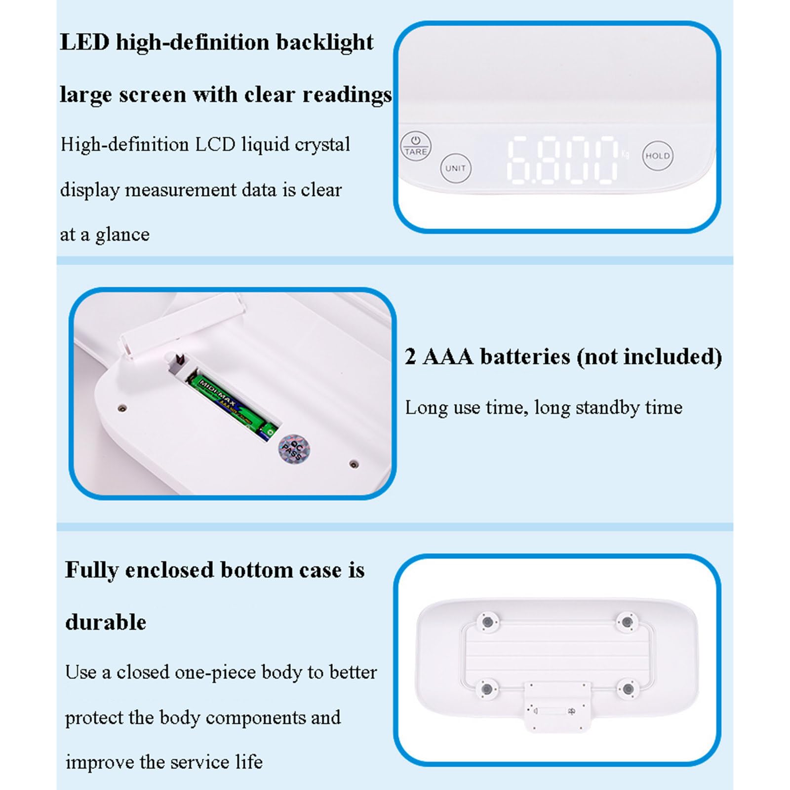 Báscula electrónica de peso para la salud del bebé, rango de 30Kg, báscula multifuncional ABS para mascotas pequeñas, longitud máxima de medición de 60CM