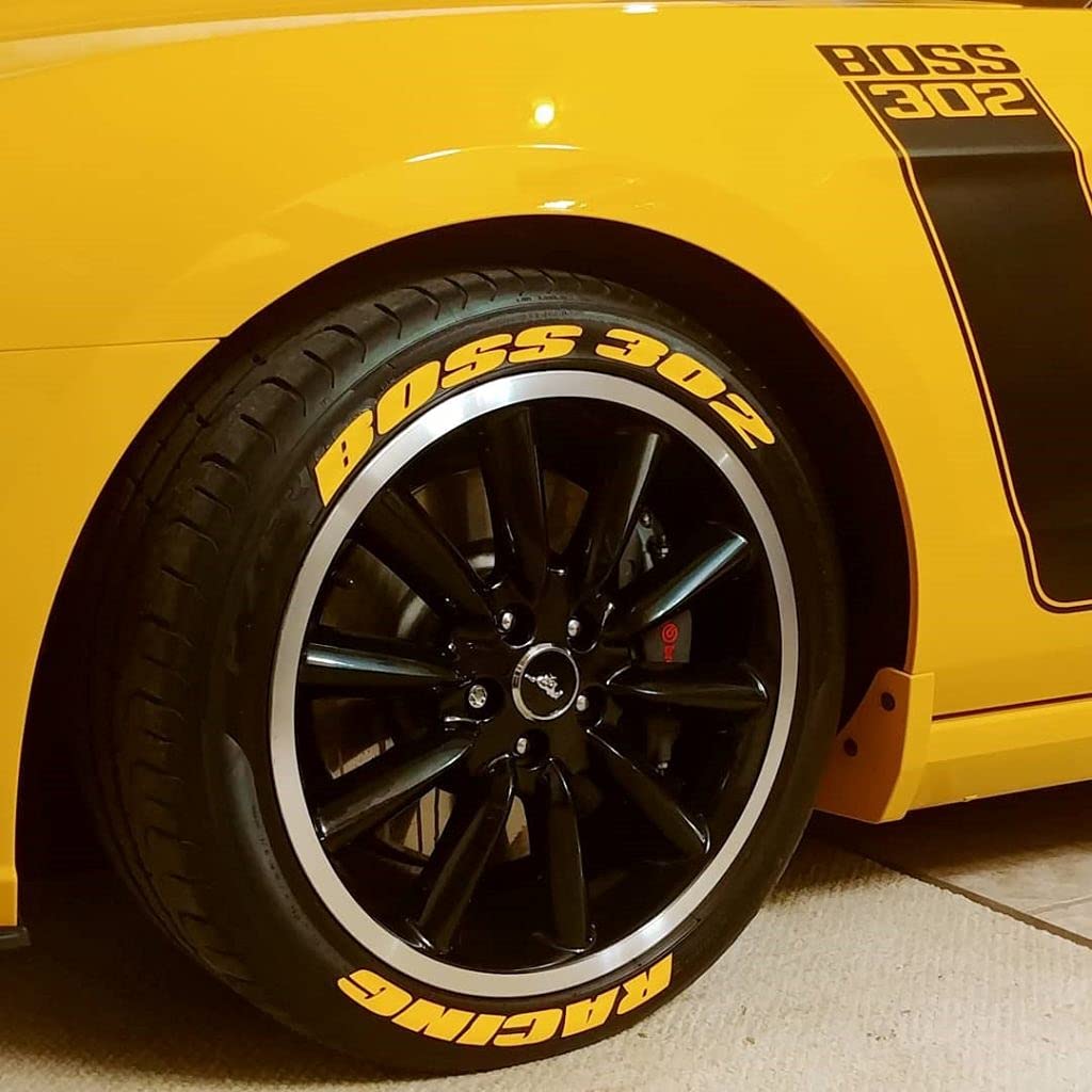 Tire Stickers - Erstellen Sie Ihr eigenes individuelles Reifenschriftzugzubehör – DIY/einfach/kleben und 57 ml Ausbesserungsreiniger – individuelle Größe/Gelb (8 Stück)