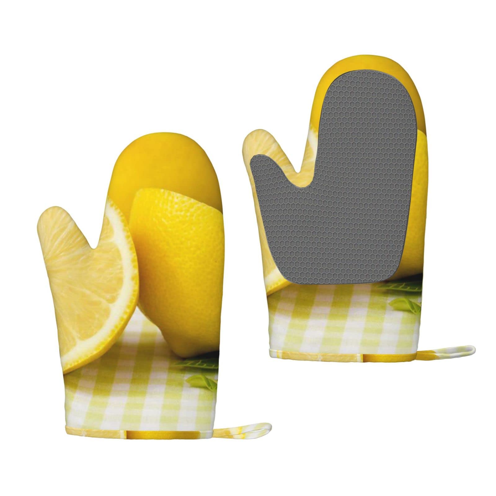 Gants de cuisine en silicone isolant anti-brûlure double couche jaune